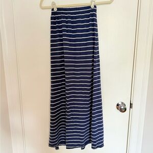 Hollister Blue and White Maxi A-Line Skirt